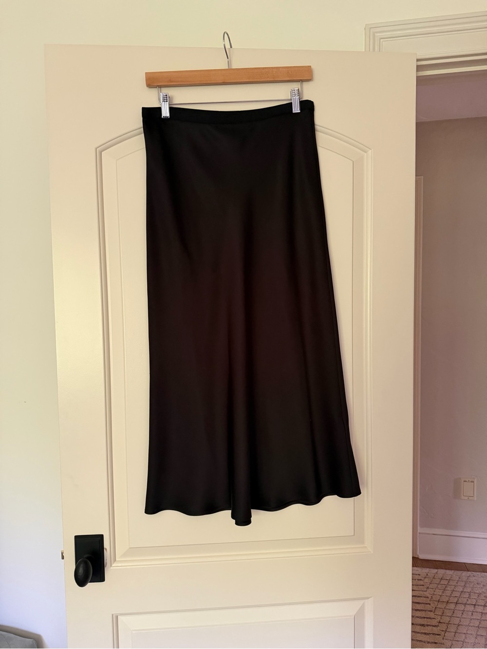 Anine Bing Black A-Line Midi Slip Skirt